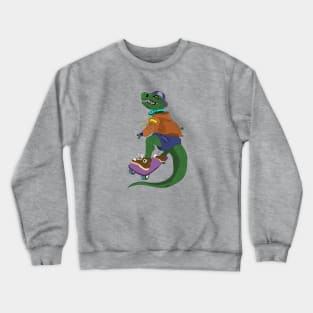 Skateboarder Crocodile Crewneck Sweatshirt